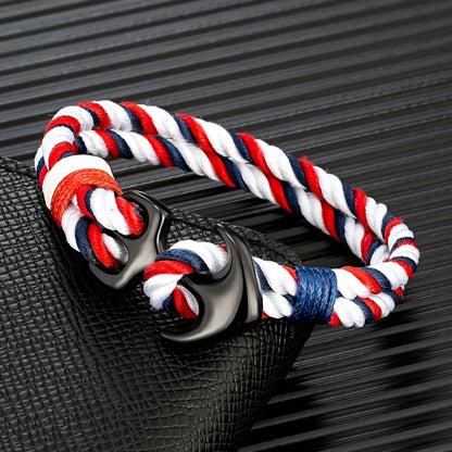 Bracelet bicolore ancre pour homme