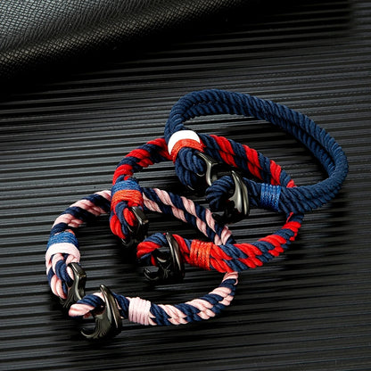 Bracelet bicolore ancre pour homme