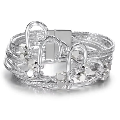 Bracelet en cuir tressé avec grand cœur pour femme  – Style tendance