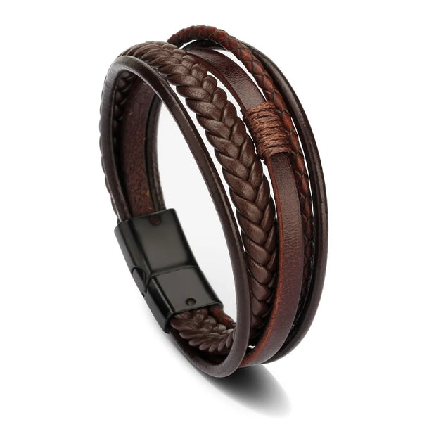 Bracelet cuir marron pour homme - Trendy