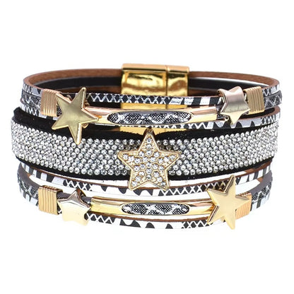Bracelet en cuir étoile femme - Élégance et style avec WELLMORE