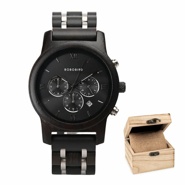 Montre Quartz noir en bois pour homme - BOBO BIRD